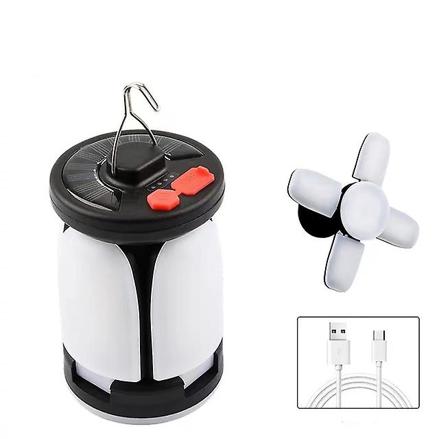 High Power Solar Led Camping Lantern Rechargeable 4500mah 1000lm Emergency Power Bank Foldable 6 Light Modes For Camping Fishing