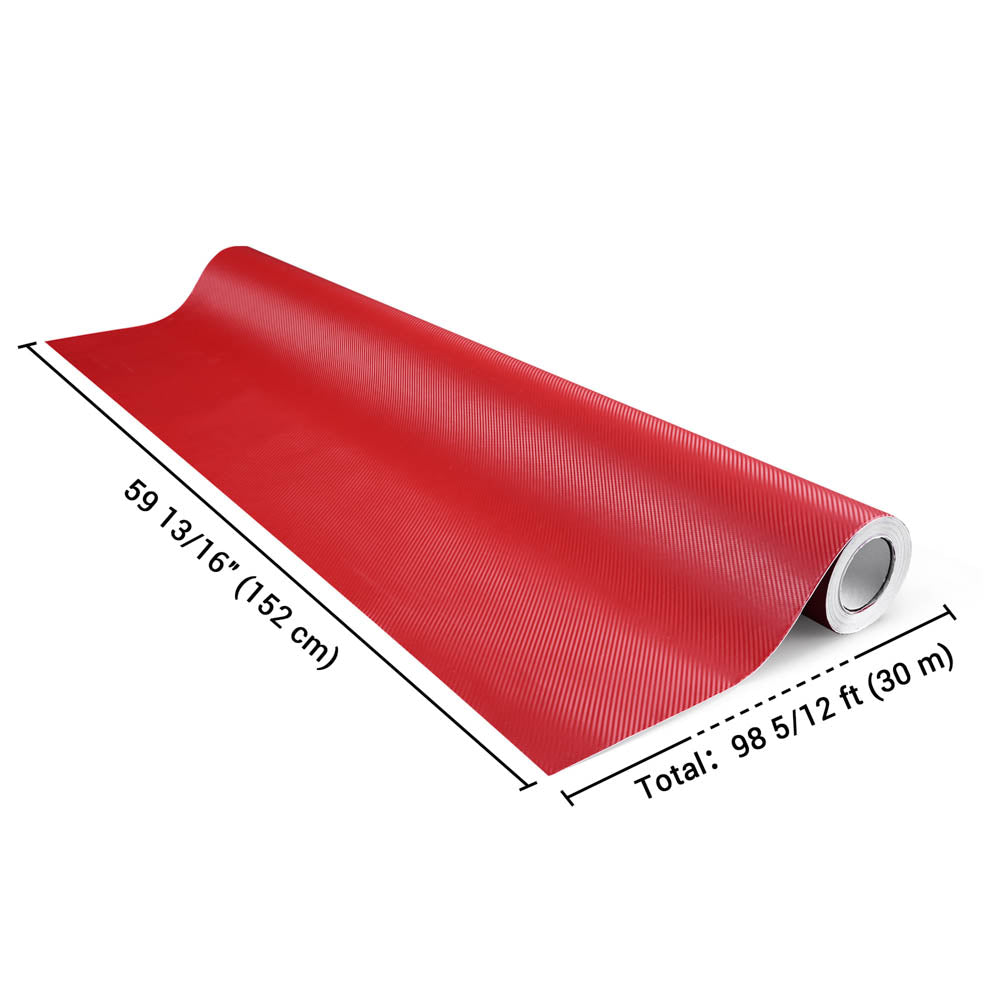 Yescom Carbon Vinyl Wrap Roll 5' x 92' Auto Car 3D Sticker Red