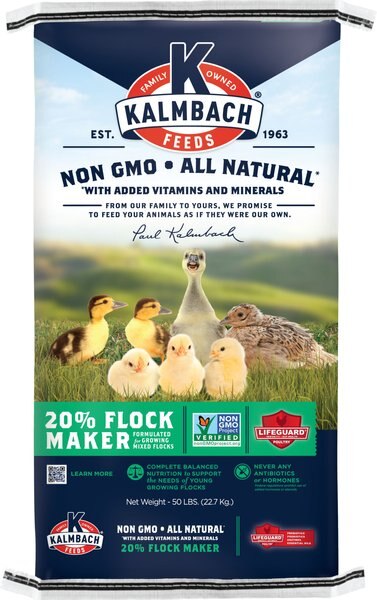 Kalmbach Feeds All Natural Non-GMO 20% Flock Maker Poultry Feed， 50-lb bag