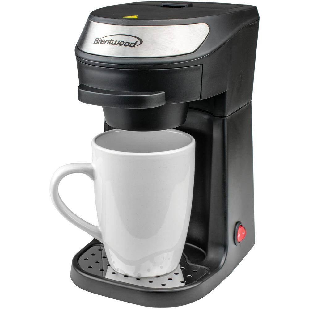 Brentwood 1-Cup Black Single-Serve Coffee Maker with Mug TS-111BK