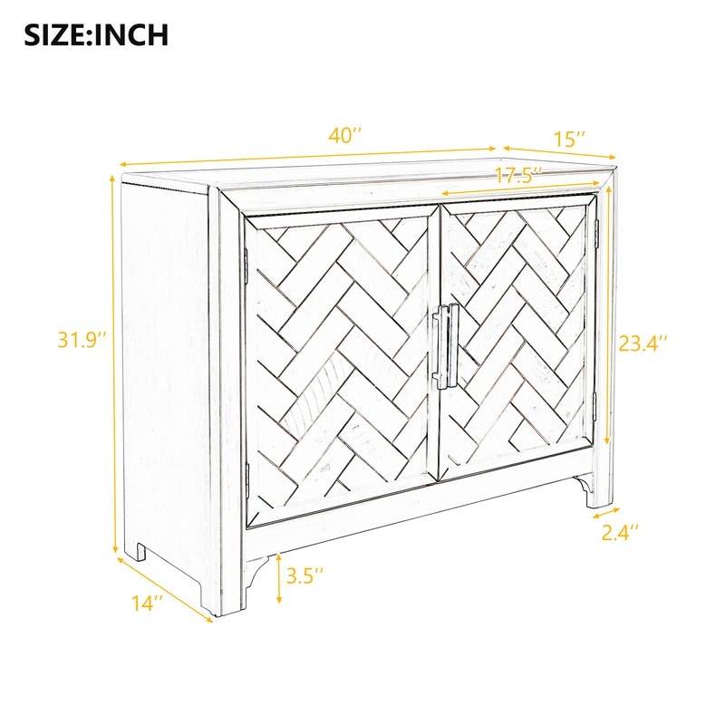 Farmhouse Buffet Cabinet  Accent Storage Cabinet with Doors and Adjustable Shelf  Sideboard Entryway Cabinet for Living Room