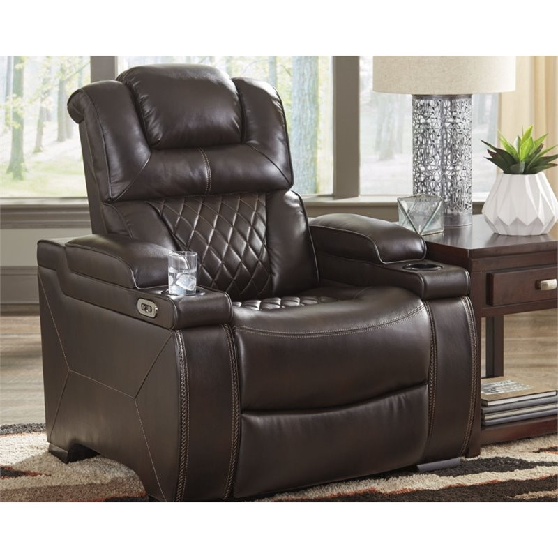 Signature Design by Ashley Warnerton Power Recliner in Chocolate   Contemporary   Recliner Chairs   by Homesquare  Houzz