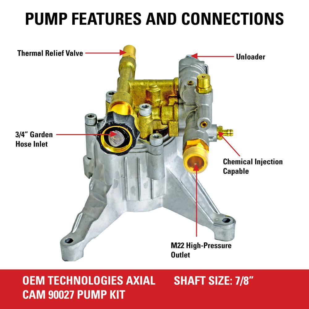 SIMPSON OEM Technologies Vertical Axial Cam Pump Kit 90027 for 3300 PSI at 2.4 GPM Pressure Washers 90027