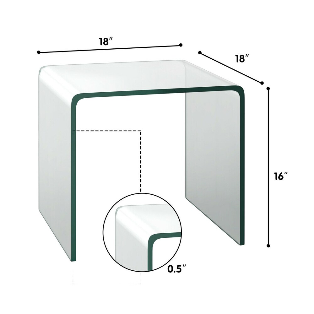 Tempered Glass End Table Clear Sofa End Tables with Waterfall Edges