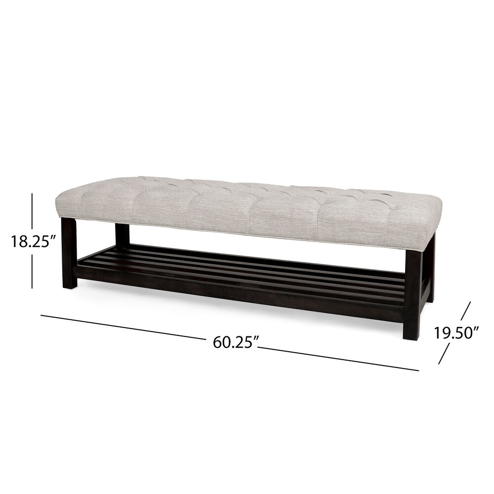 Roseland Contemporary Button Tufted Bench with Shelf by Christopher Knight Home