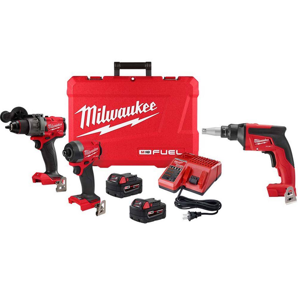 MW M18 FUEL 18-Volt Lithium-Ion Brushless Cordless Hammer Drill and Impact Driver Combo Kit (2-Tool) with Drywall Screw Gun 3697-22-2866-20