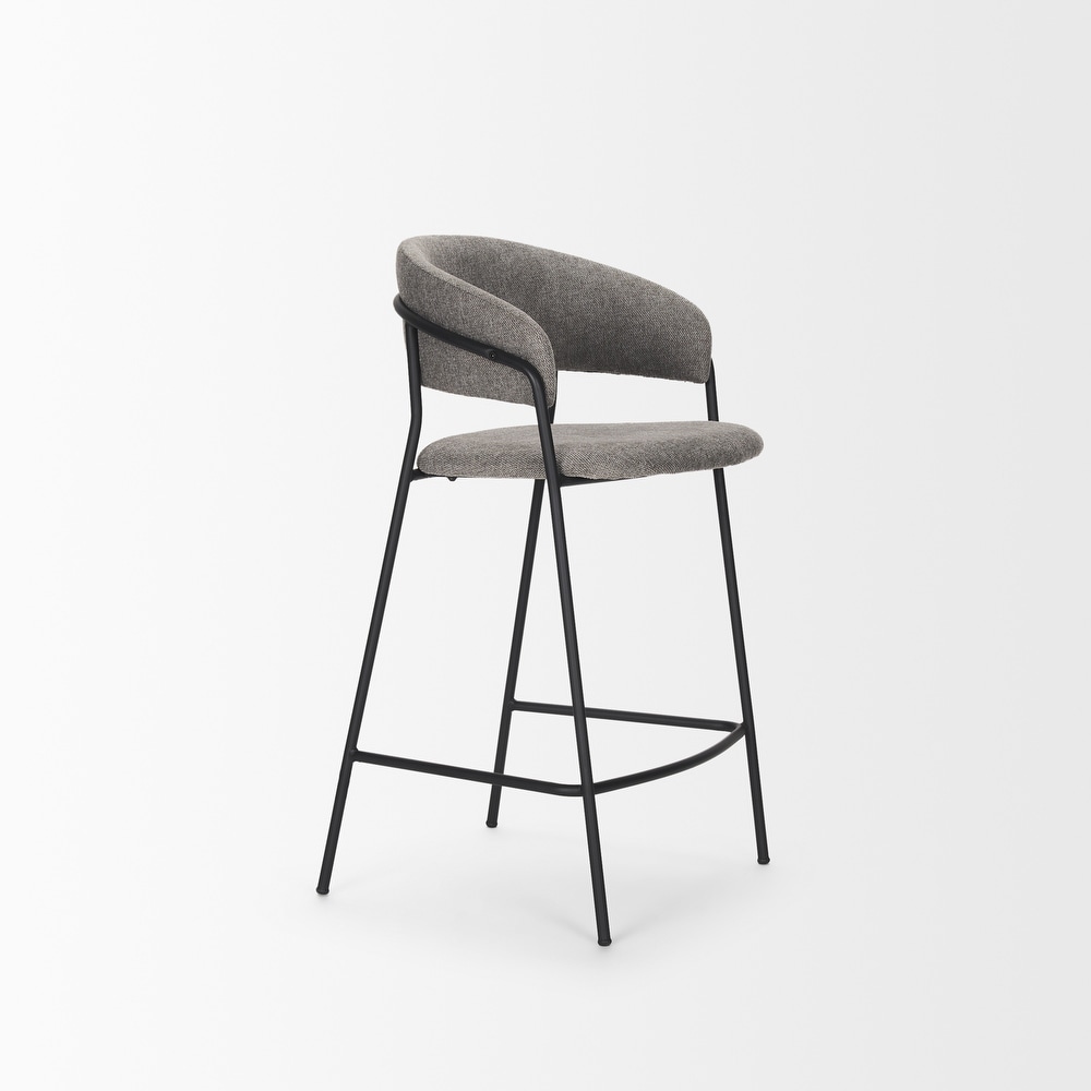 Carolyn Counter Stool w/ Gray Fabric   Matte Black Metal