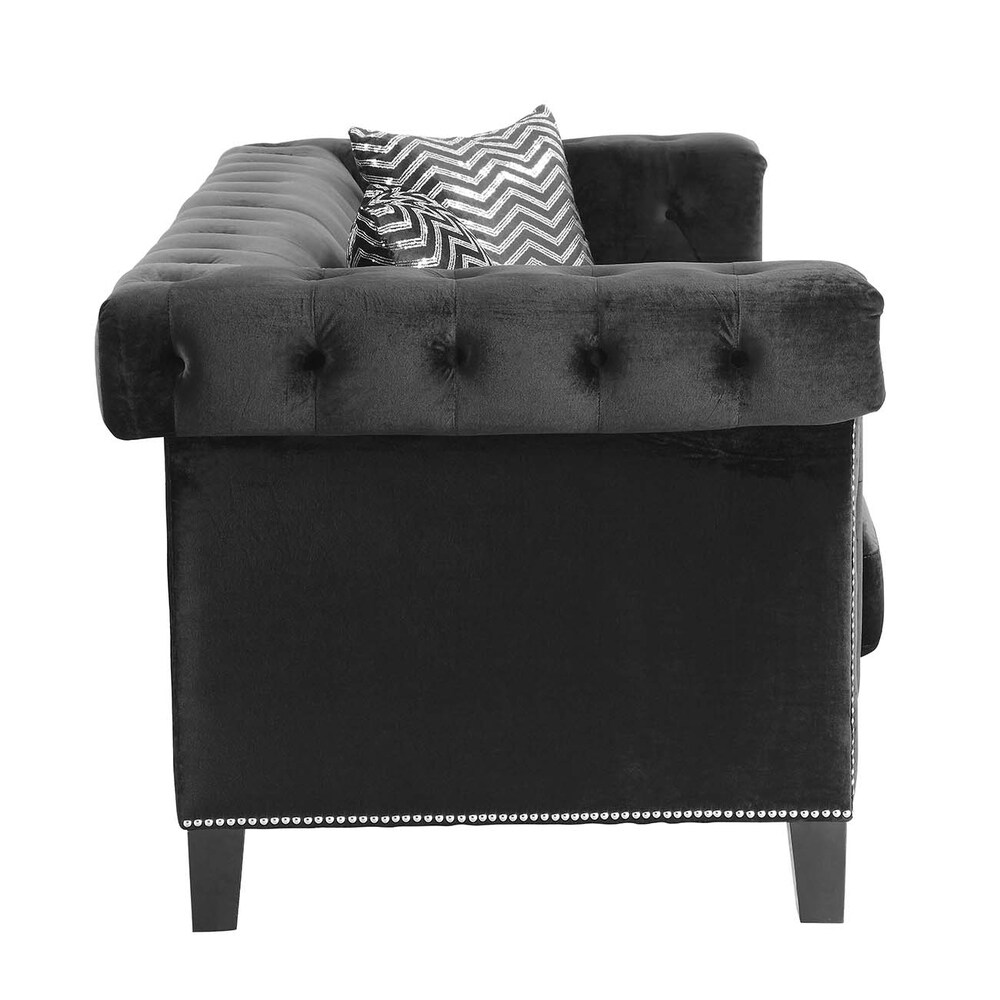 Coaster Furniture Reventlow Black 2 piece Upholstered Tufted Living Room Set