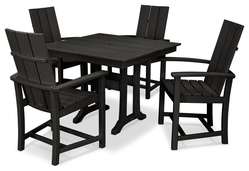 POLYWOOD Modern Adirondack 5 Piece Farmhouse Dining Set   Transitional   Outdoor Dining Sets   by POLYWOOD  Houzz