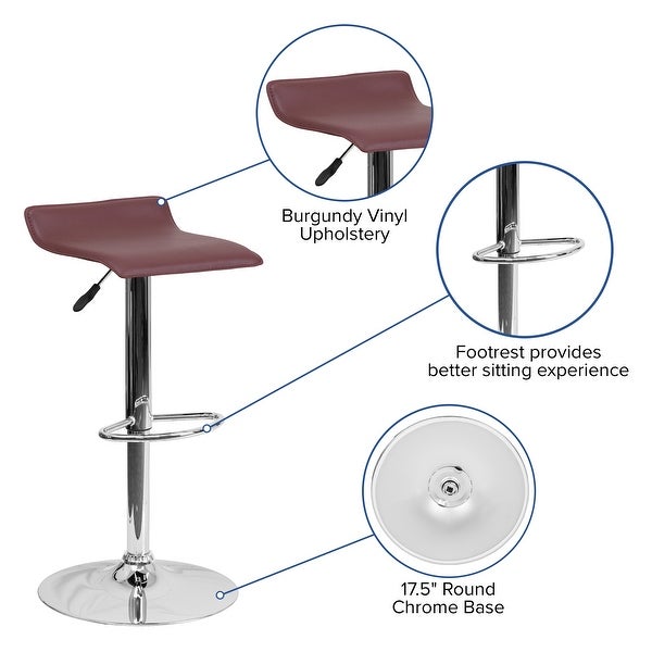 Contemporary Solid Wave Seat Vinyl Adjustable Bar Stool - 15