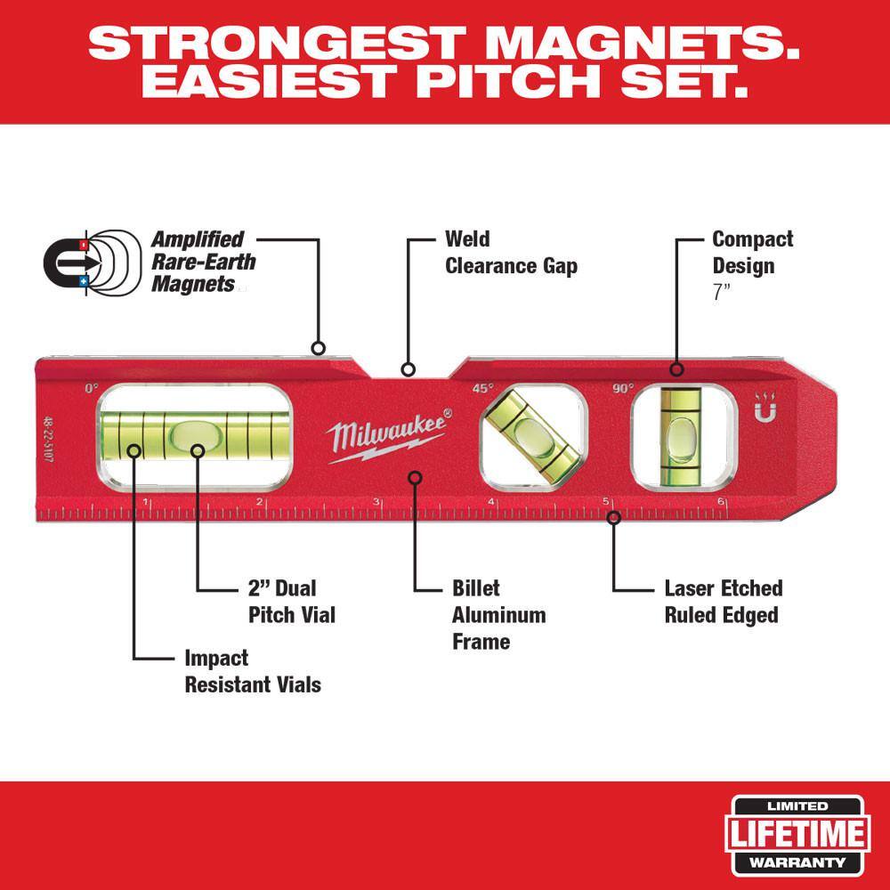 MW 7 in. Billet Torpedo Level with 25 ft. Compact Auto Lock Tape Measure 48-22-5107-48-22-6825