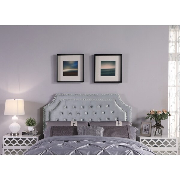 Chic Home Leda Velvet Upholstered Button-tufted Double-row Headboard - - 21539681