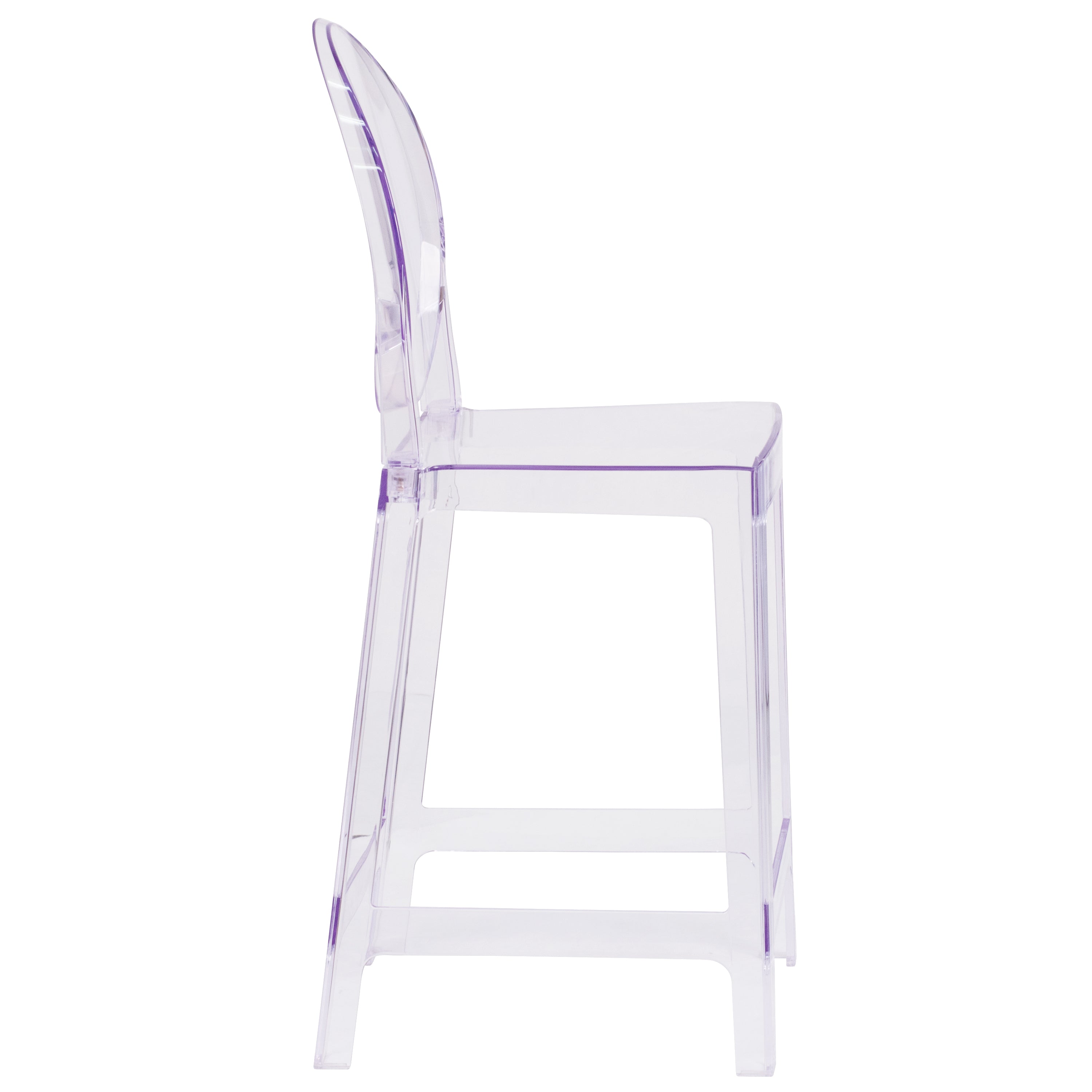 BizChair 4 Pack Ghost Counter Stool with Oval Back in Transparent Crystal