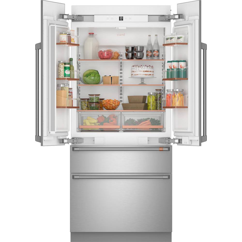 Cafe 36 in. 20.1 cu. ft. Built-In Four Door French Door Refrigerator in Stainless Steel CIP36NP2VS1