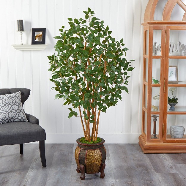 Nearly Natural 5.5-ft Ficus Bushy Artificial Tree In Decorative Planter