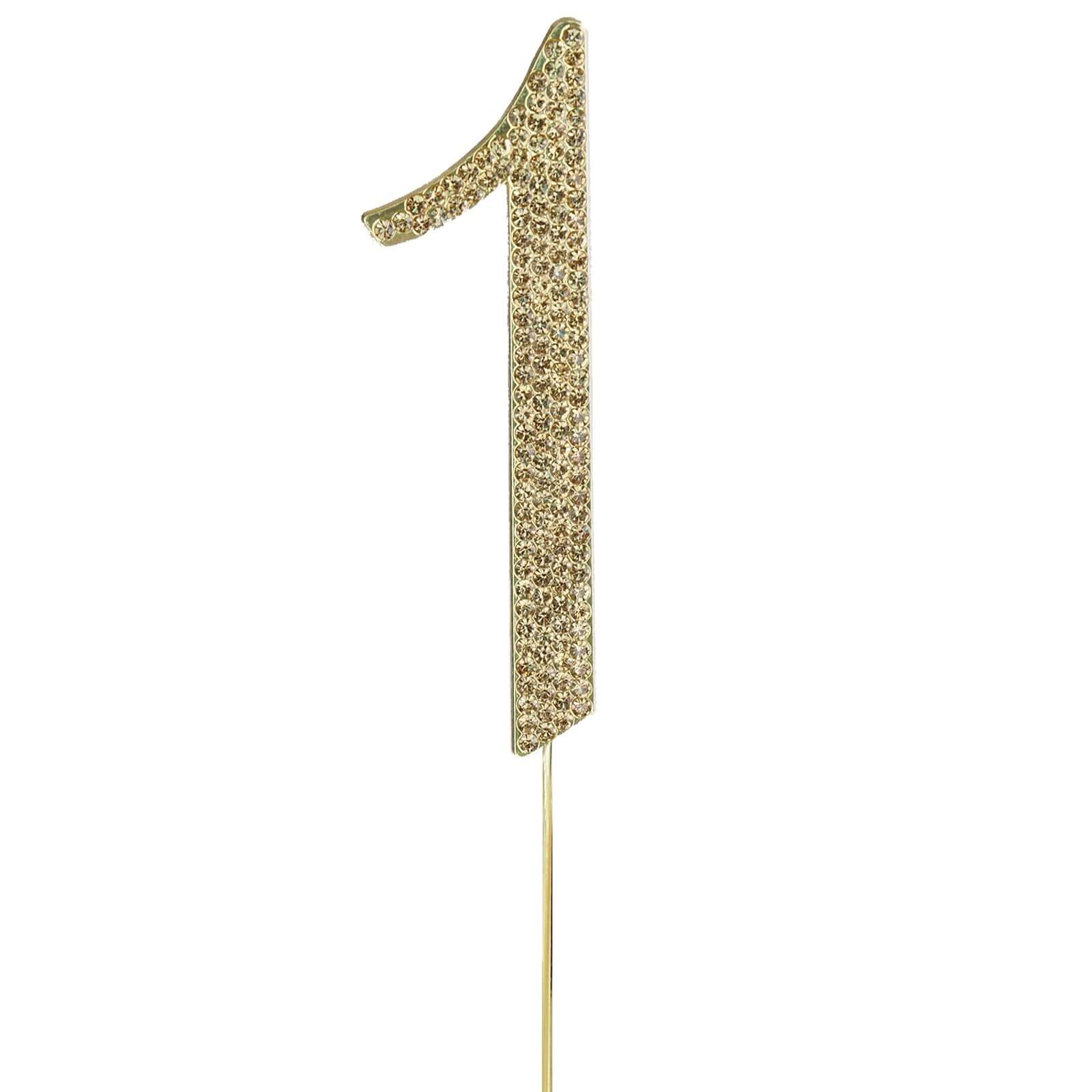 Gold Rhinestone Monogram Letter and Number Cake Toppers 4.5