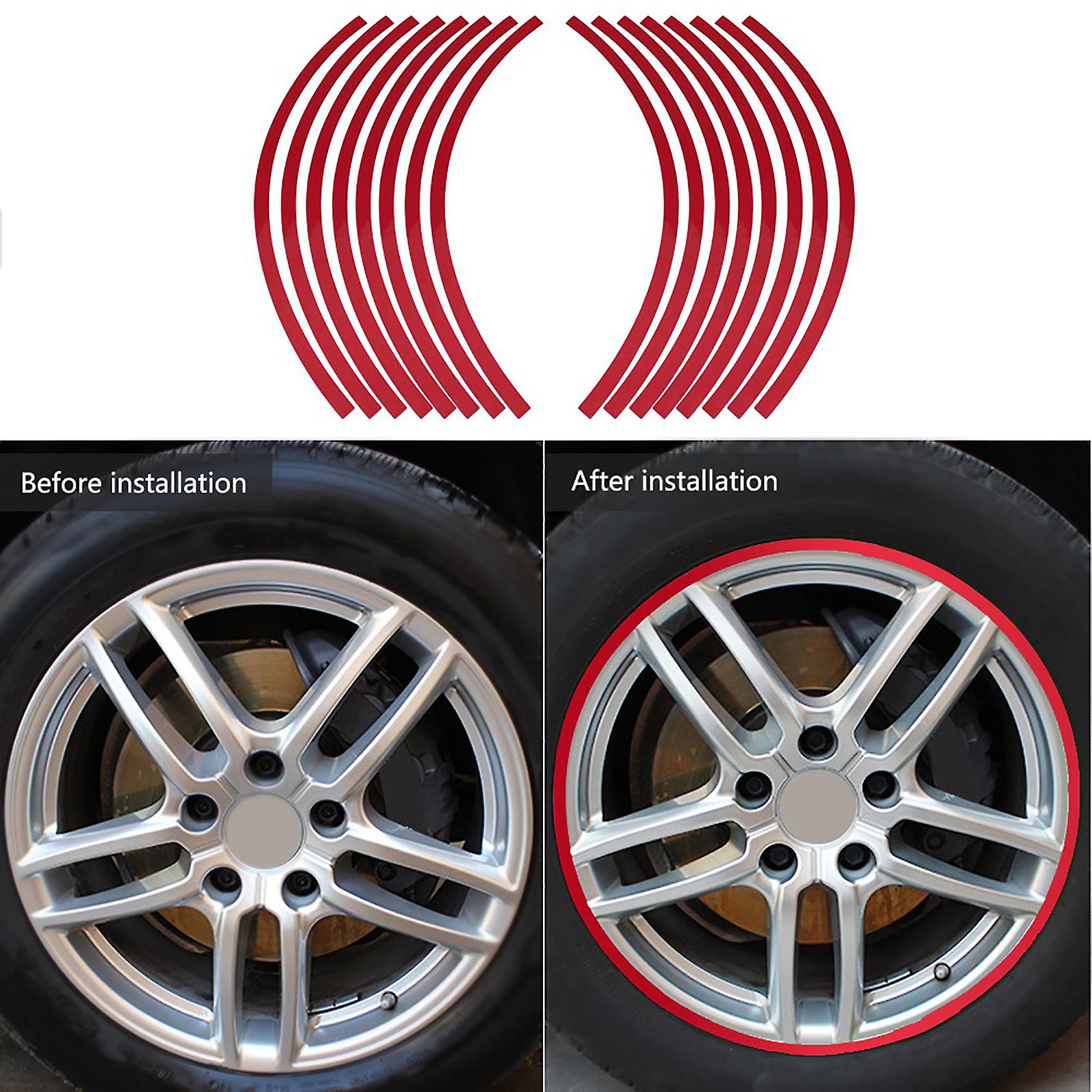 Universal Car Motorcycel Wheel Reflective Pinstripe Decal Tape Sticker Decoration Film 6 Colors Bright Red