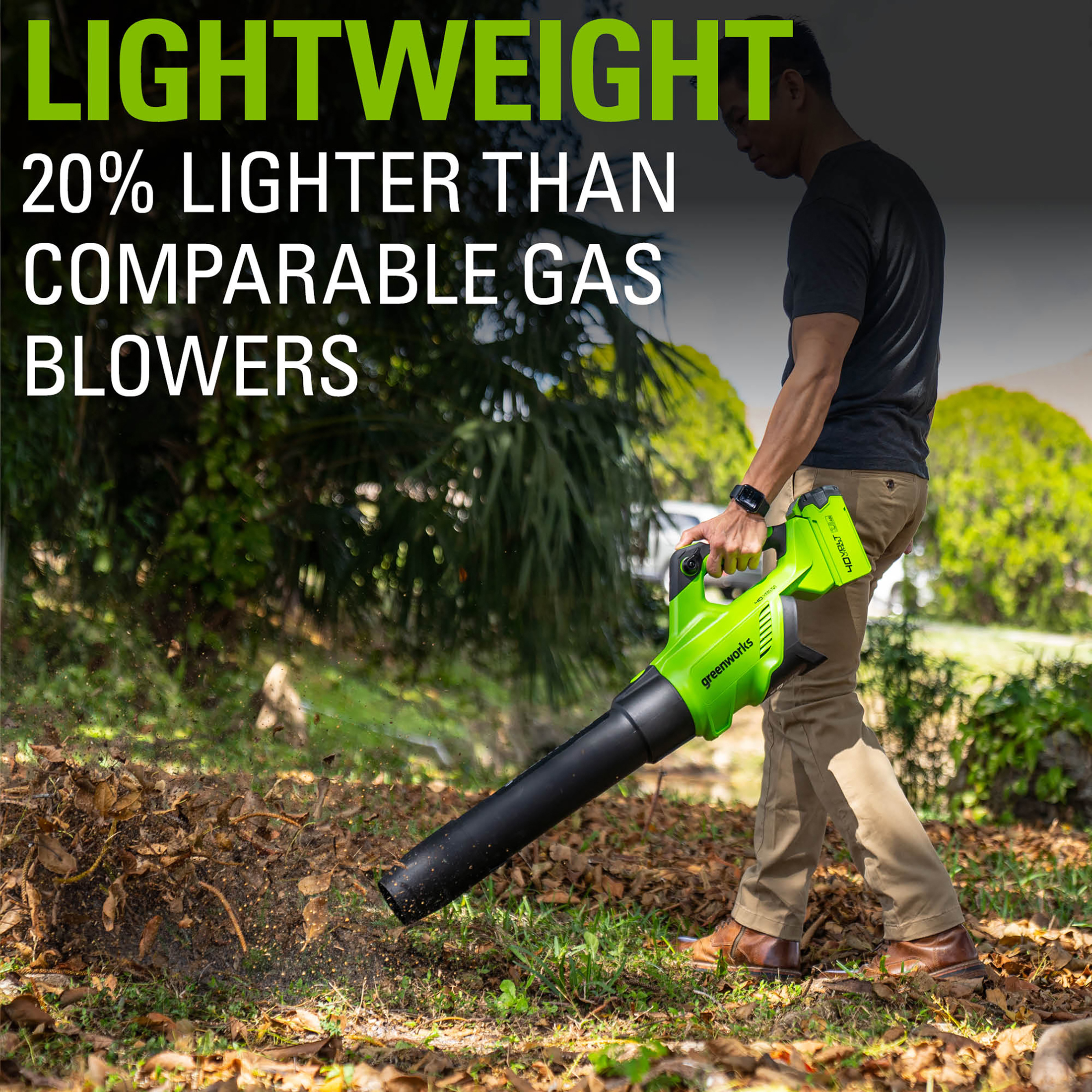 Greenworks 40V (120 MPH / 500 CFM) Cordless Axial Blower with 2.5Ah Battery and Charger， 2416302AZ