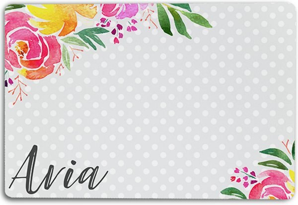 904 Custom Polka Dot Floral Personalized Dog and Cat Placemat