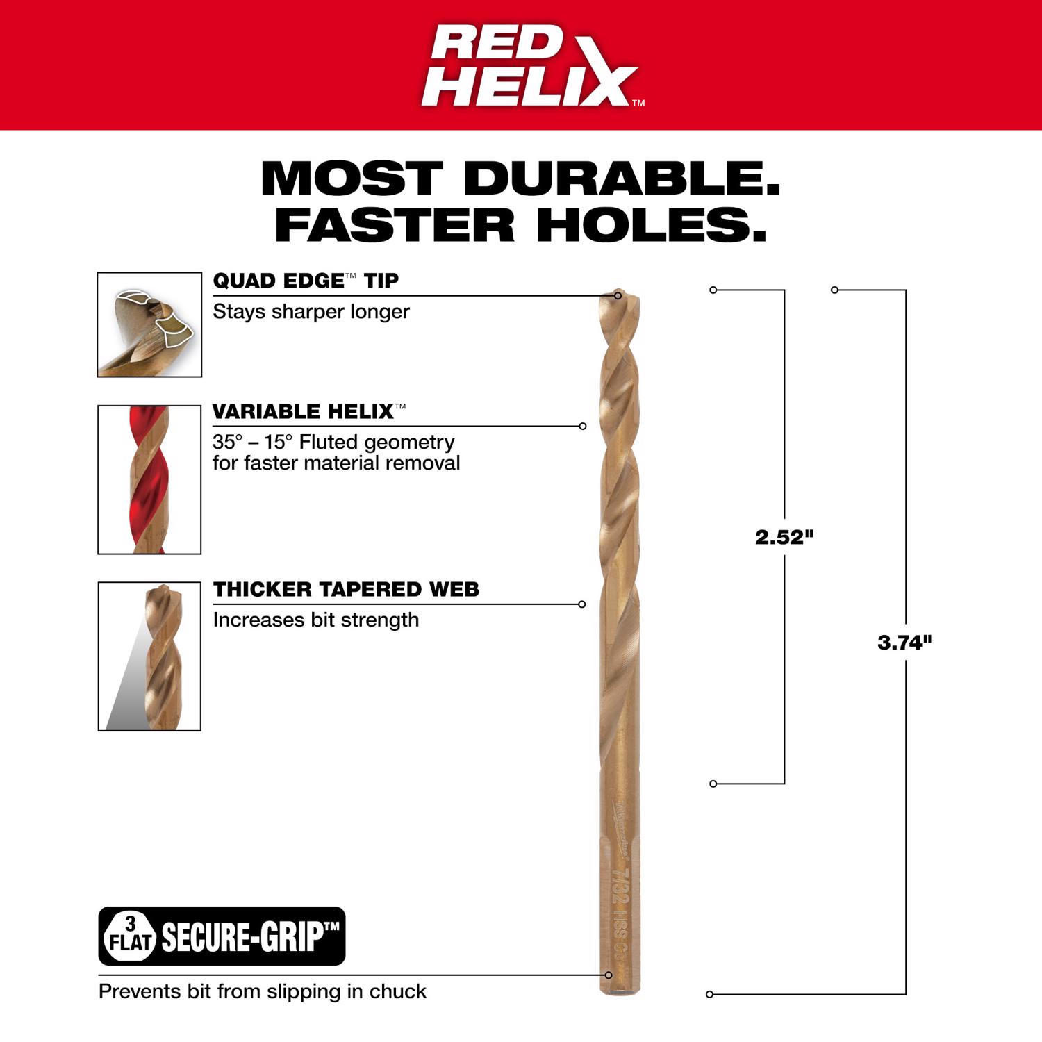 MW Red Helix 7/32 in. X 3-7/8 in. L Steel Thunderbolt Drill Bit 1 pc