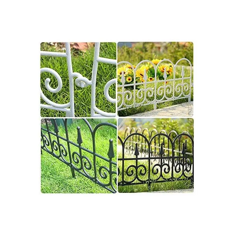 Home Garden Solar Powered  Led Light Cast Iron Effect Interlocking Venice Lawn Garden Edging Fence Border/