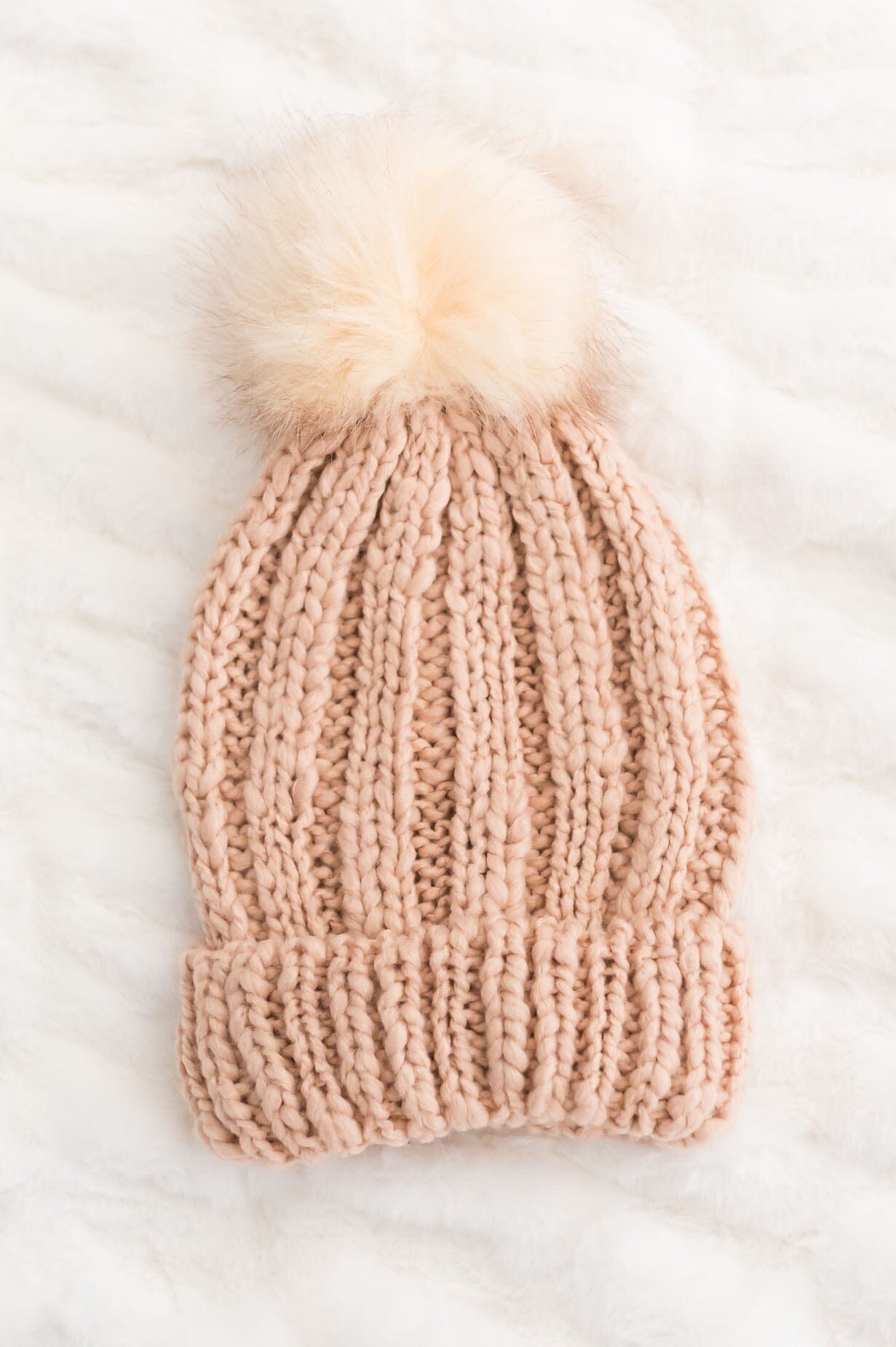 Stay Warm Faux Fur Pom Pom Beanie