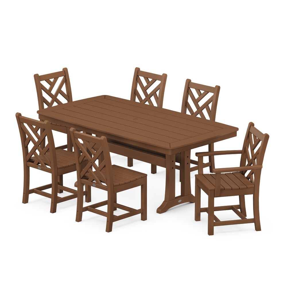 POLYWOOD Chippendale 7 Piece Nautical Trestle Dining Set