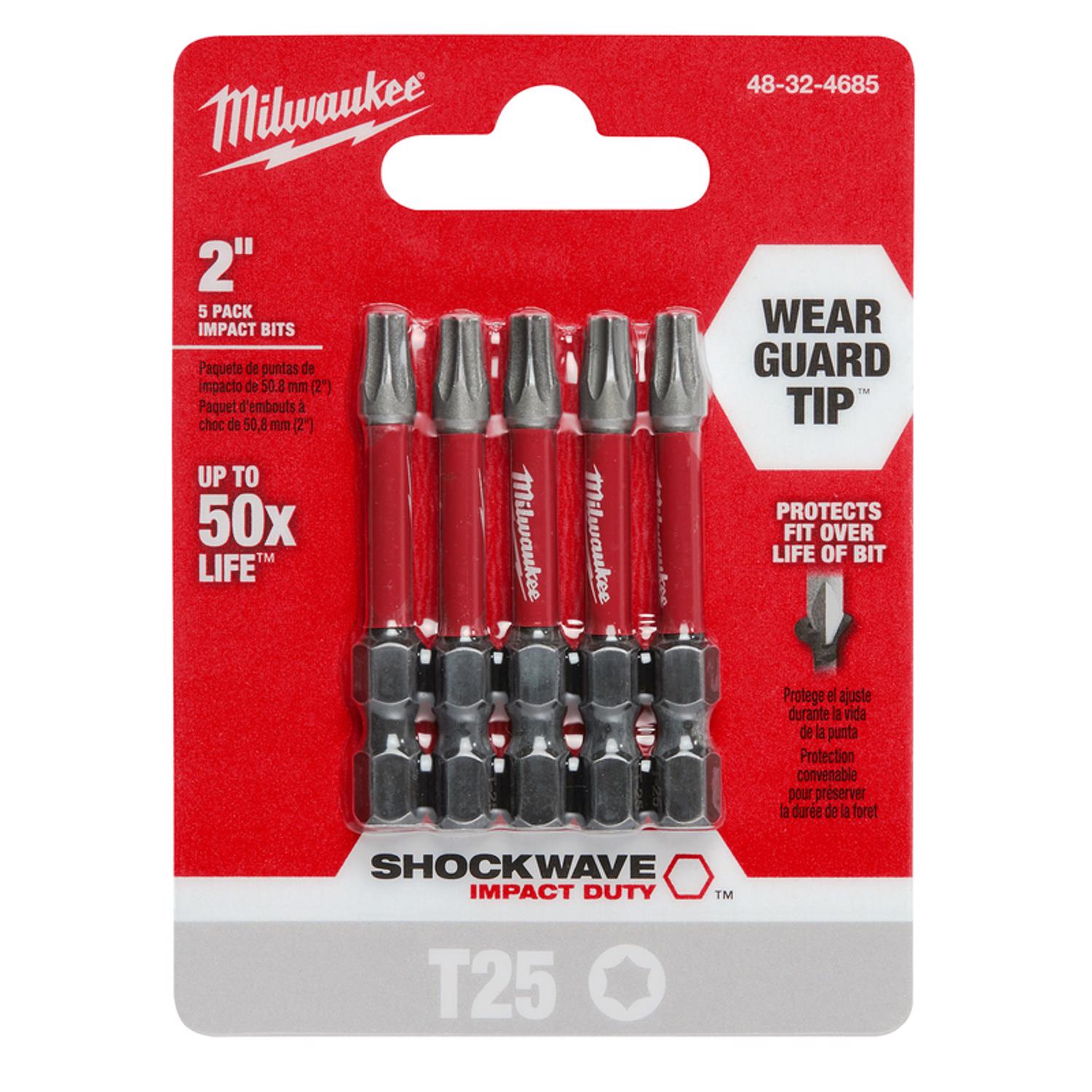 MW Shockwave Torx T25 X 2 in. L Screwdriver Bit Steel 5 pk