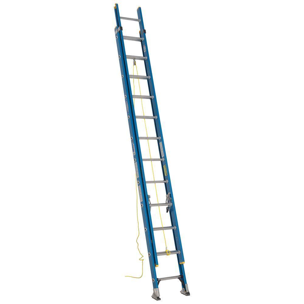 Werner 24 ft. Fiberglass D-Rung Extension Ladder with 250 lb. Load Capacity Type I Duty Rating D6024-2