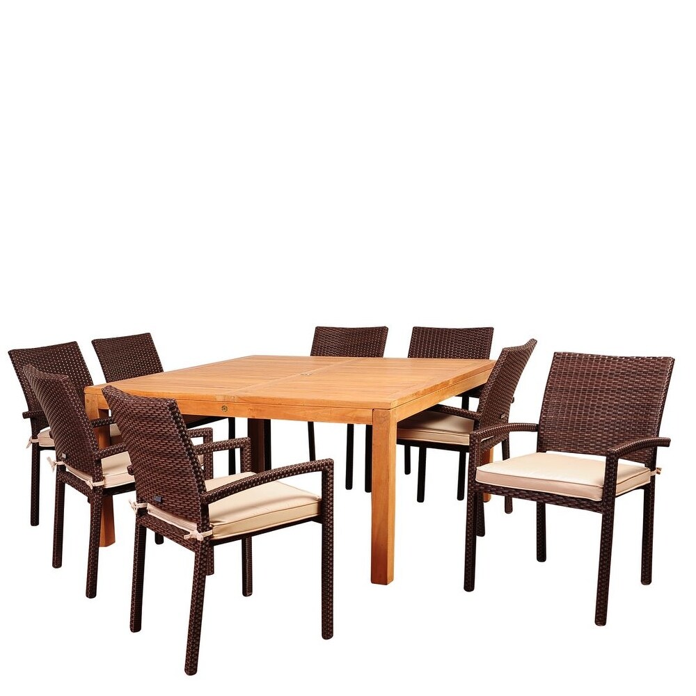 Amazonia Teak and Wicker Fontainbleu 9 piece Dining Set