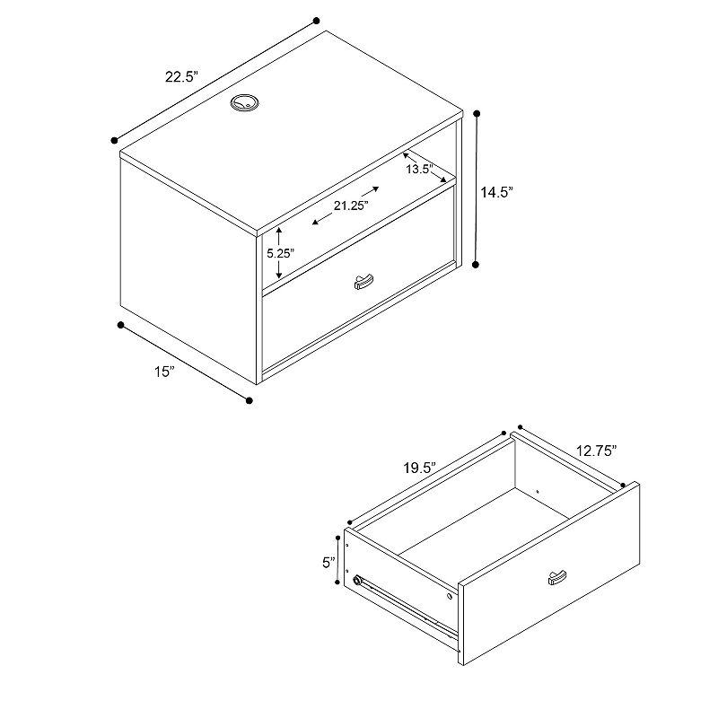 Prepac Floating Nightstand Table 2-piece Set