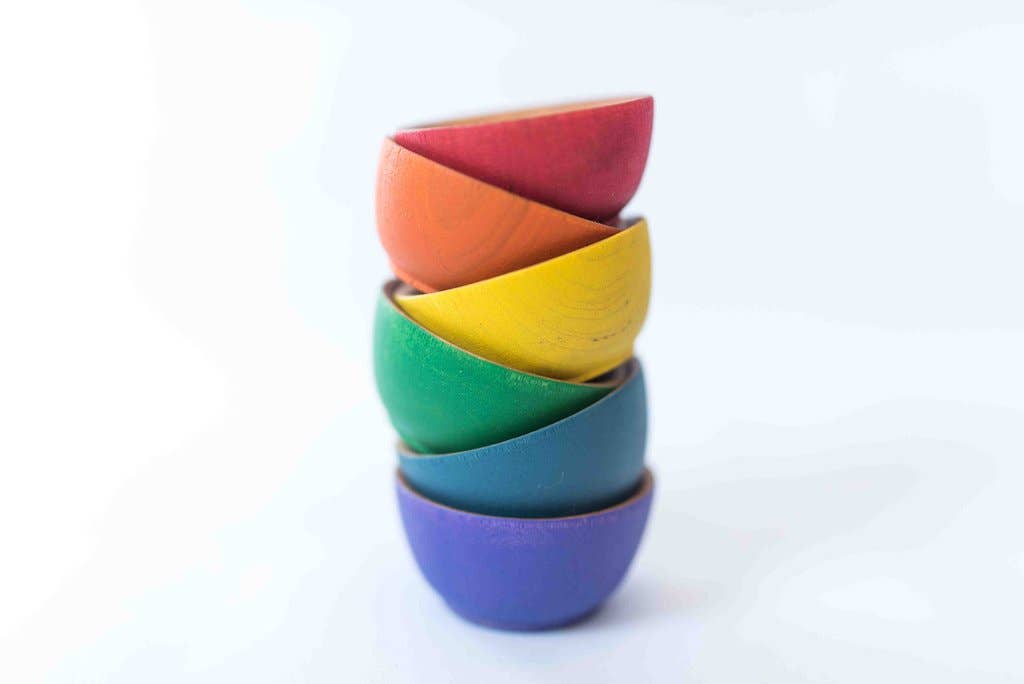 Color Sorting Bowls - Wooden