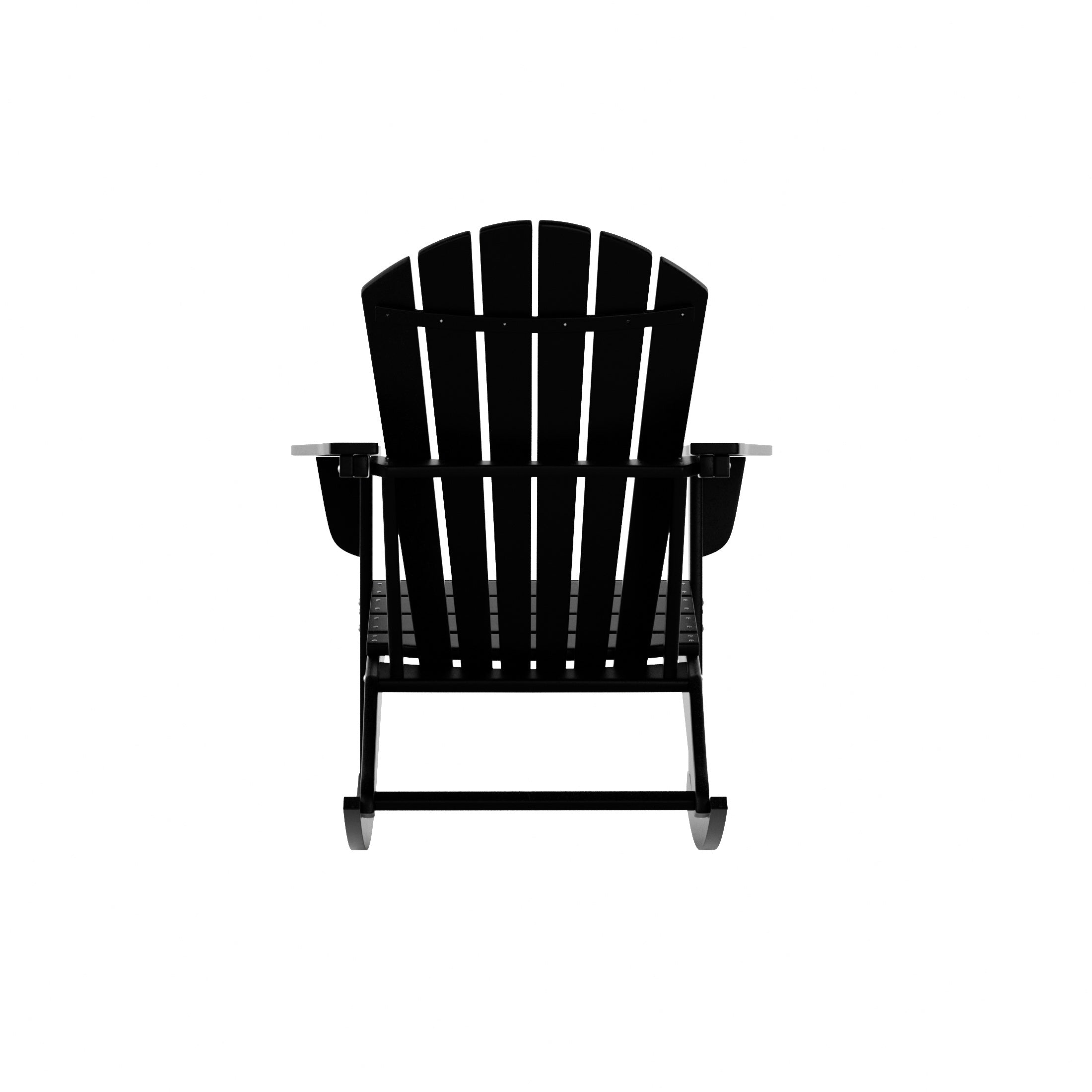 WestinTrends Dylan Outdoor Rocking Chair, All Weather Poly Lumber Seashell Adirondack Rocker Chair, 350 Lbs Support Black Rocking Chairs for Porch Garden Backyard and Indoor