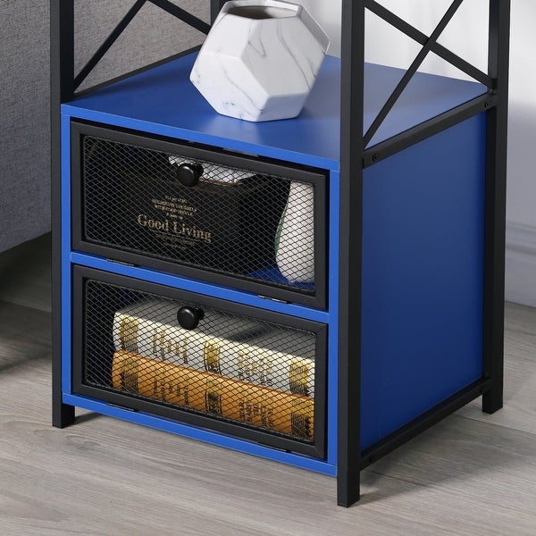 VECELO 23.8'' Tall Nightstand with Storage Shelves - - 32118692