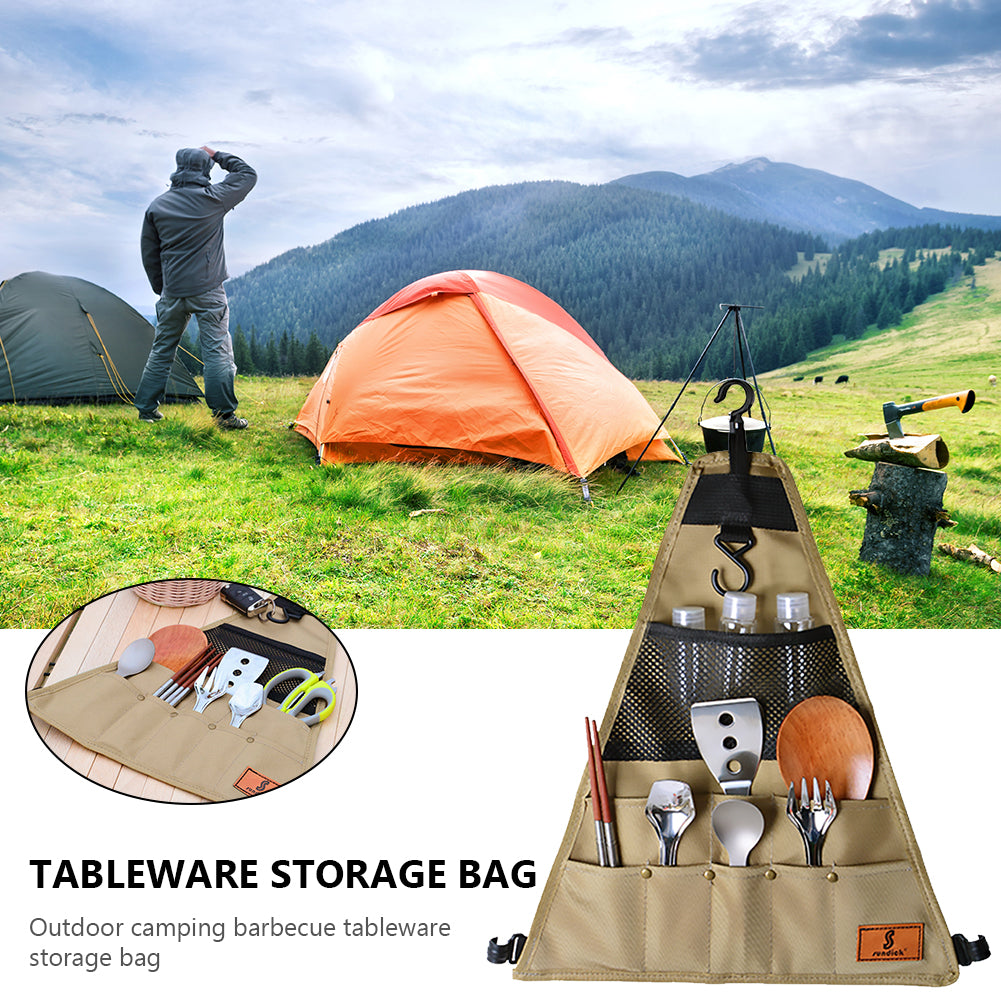 Mojoyce Waterproof 900D Oxford Fabric Camping Tableware Storage Bag (A Triangle)