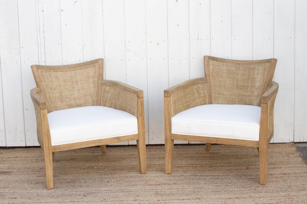 Pair of Oak  ampCane Club Chair   Eclectic   Armchairs And Accent Chairs   by De cor  Houzz