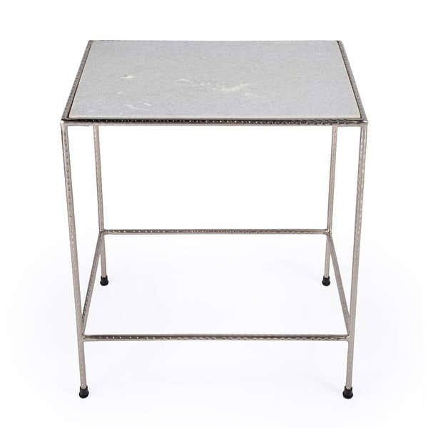 Offex Isla White Marble Top Side Table - 21.5