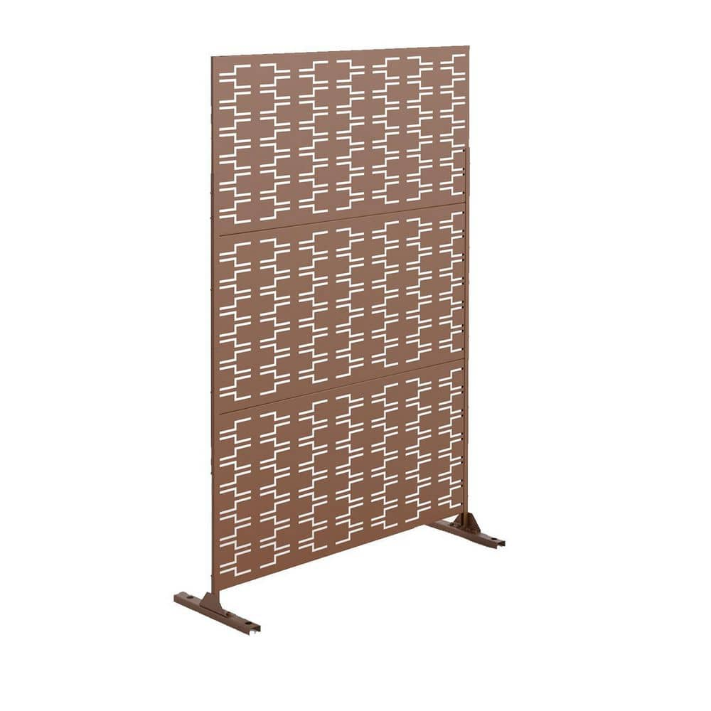 Tidoin 6.33 ft. H x 3.93 ft. W Brown Laser Cut Privacy Mesh Screening Garden Metal Fence Panel Neut-YDD0-MNW