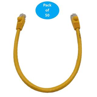 Micro Connectors Inc 1 ft. Cat6 Molded Snagless RJ45 UTP Yellow Networking Patch Cable (50-Pack) E08-001Y-50