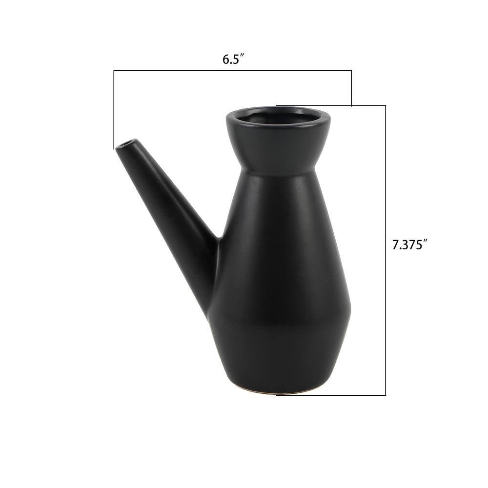 Flora Bunda 7 in. Ceramic Watering Can Matte Black CTC1786E-MTBK