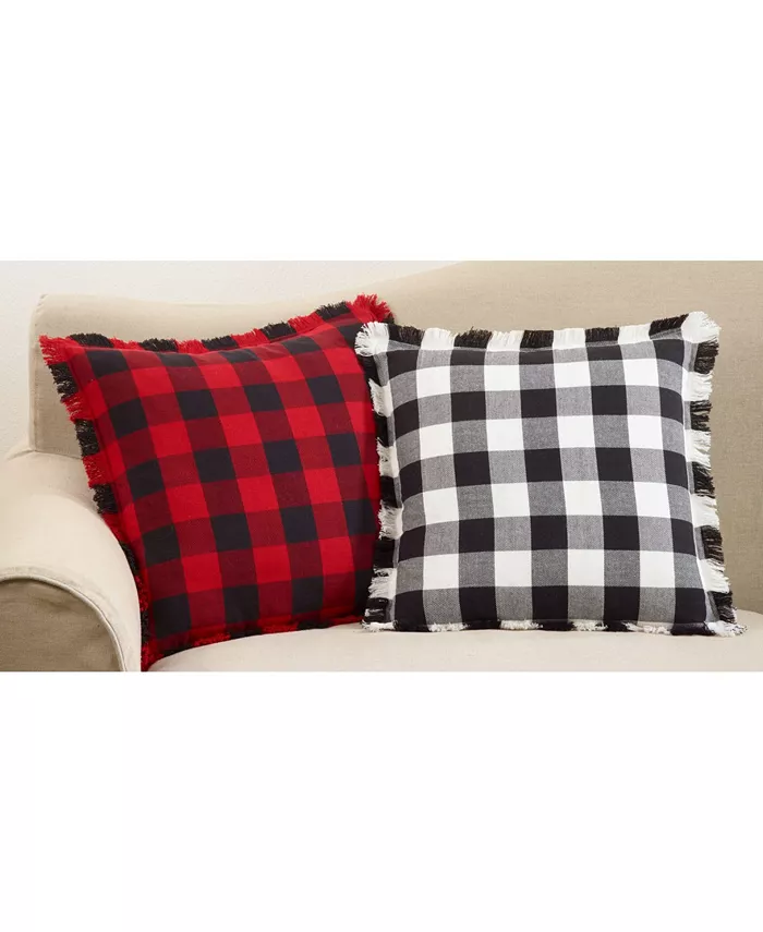 Saro Lifestyle Buffalo Plaid Fringed Decorative Pillow， 20 x 20