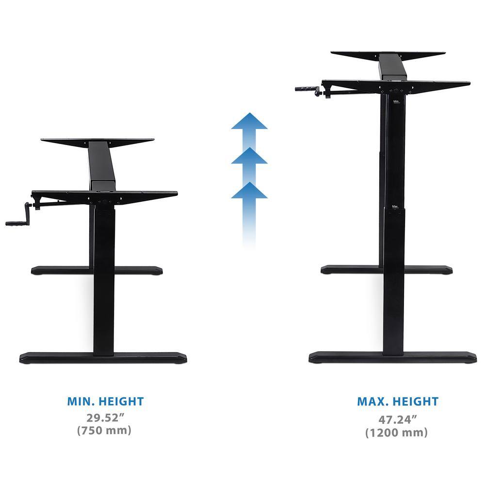 MOUNT-IT! Black Hand Crank Sit-Stand Desk Frame 62.9 in. W Hand Crank Only MI-7931