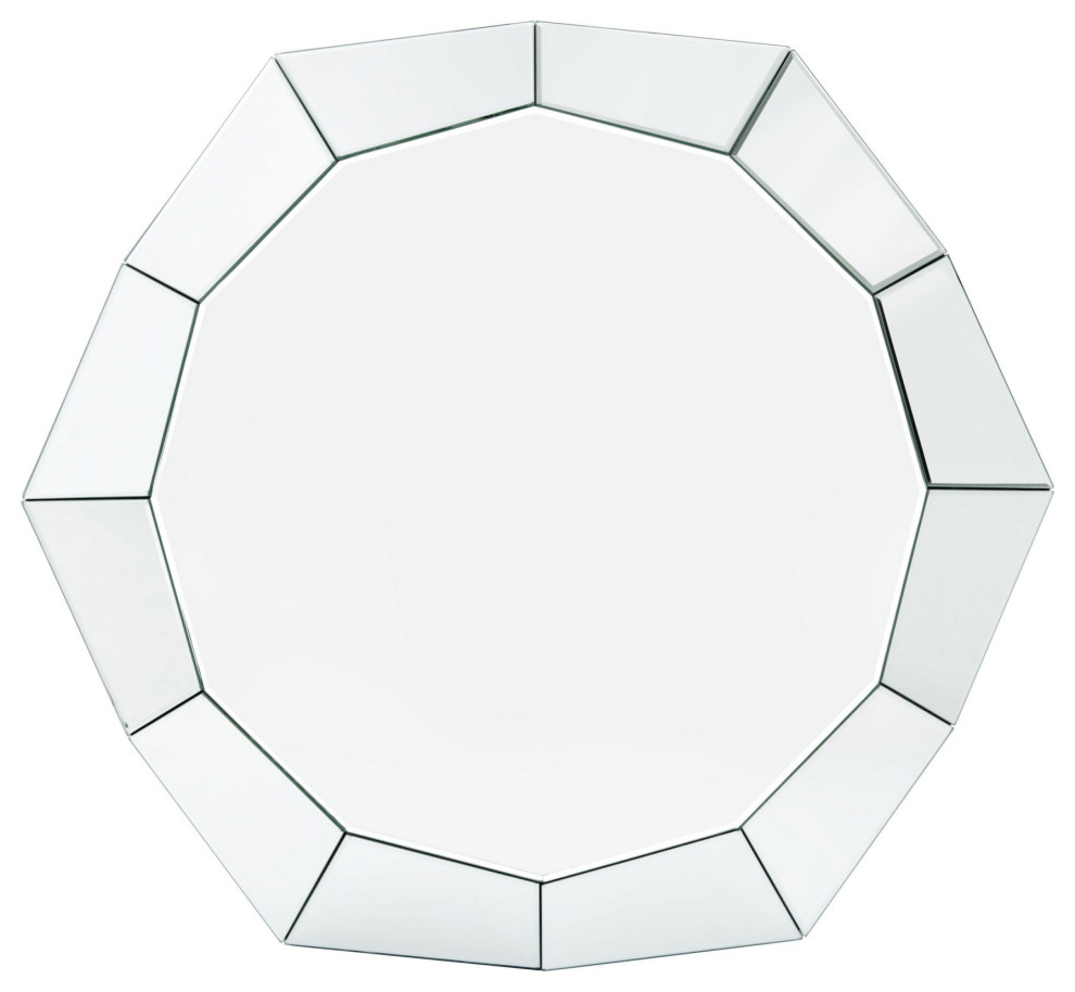 Mirror Octagonal Shape Coffee Table With Faux Diamond Inlays  Silver   Contemporary   Coffee Tables   by VirVentures  Houzz