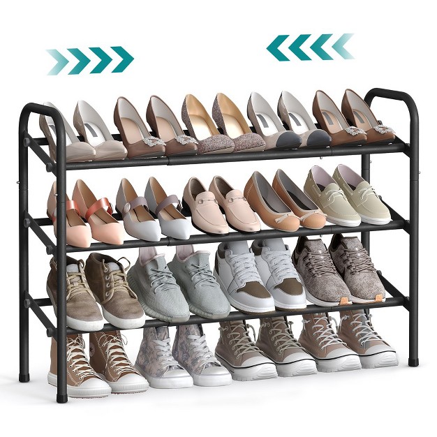 Songmics Shoe Rack 12 tier Tall Metal Shoe Storage Organizer Set Of 2 6 tier Big Stackable Shoes Rack Shelf