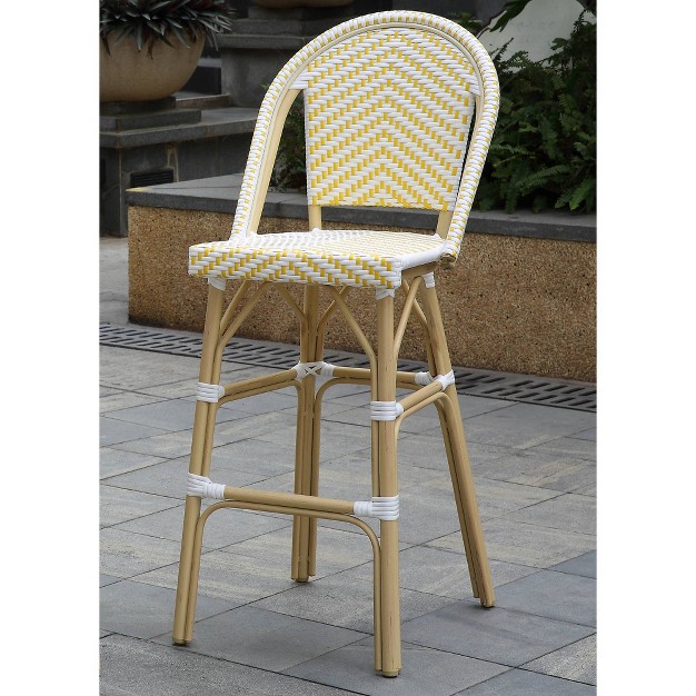 Arely 2pk Wicker Patio Bar Height Chairs Yellow white Mibasics