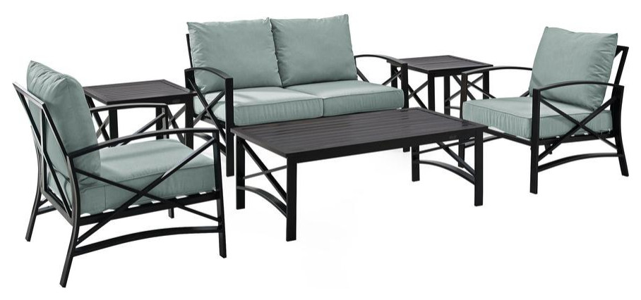 Kaplan 6Pc Outdoor Conversation Set Mist/Oil Rubbed Bronze   Contemporary   Outdoor Lounge Sets   by BisonOffice  Houzz