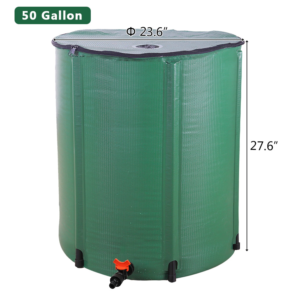 GoDecor 50 Gallon Rain Barrel Outdoor Patio Water Storage Barrel Green