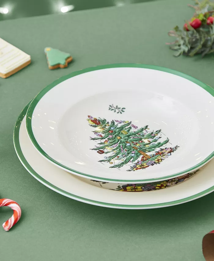 Spode Christmas Tree Dinnerware Rim Soup Bowl Set of 4