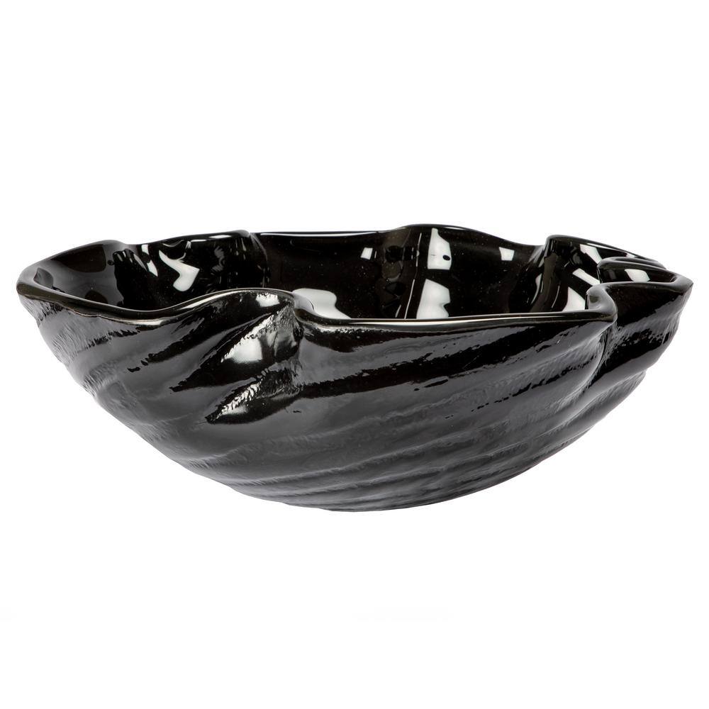 Eden Bath Midnight Wave Black Glass Round Vessel Sink EB_GS68