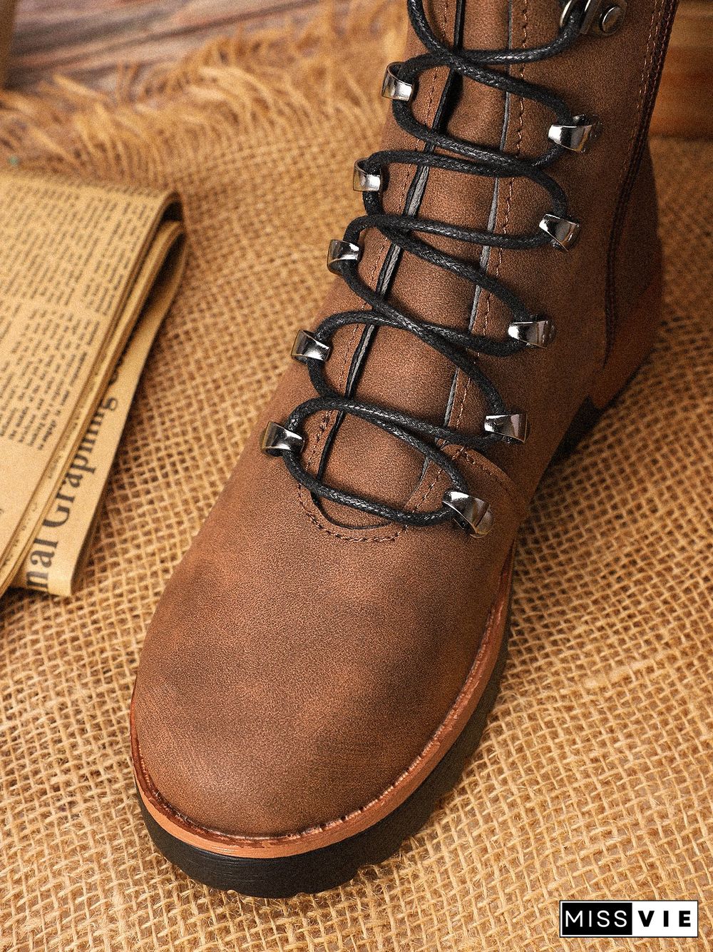 Retro Suede Zipper Martin Combat Boots